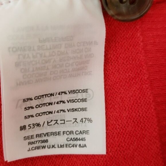 J. Crew Belvedere Button Boat Neck Sweater Red Boxy Fit Cotton/Viscose Women XS - Picture 7 of 8